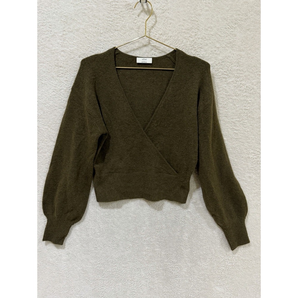 Wilfred Cashmere Blend Soft-spoke Dear Wrap Sweater Dark Olive Green Aritzia S